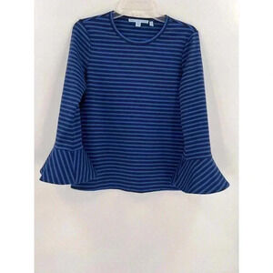 Draper James Top Blue Stripe Bell Sleeve Size Small Preppy Nautical Reece EUC